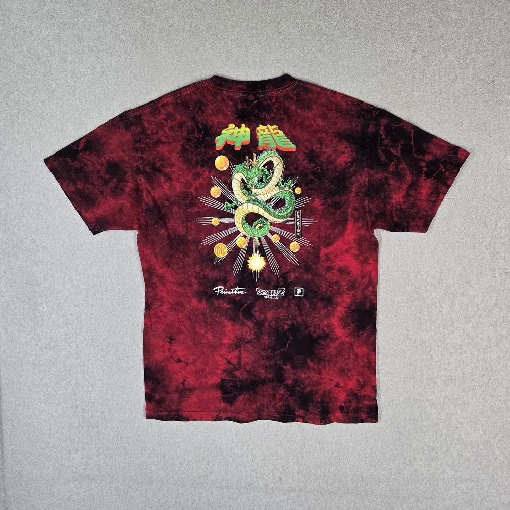 Primitive Men Shirt M Red Tie Dye Dragon Ball Z Streetwear Logo Short Sleeve